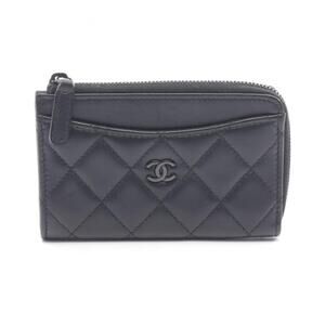 CHANEL Black Lambskin Leather Wallet
